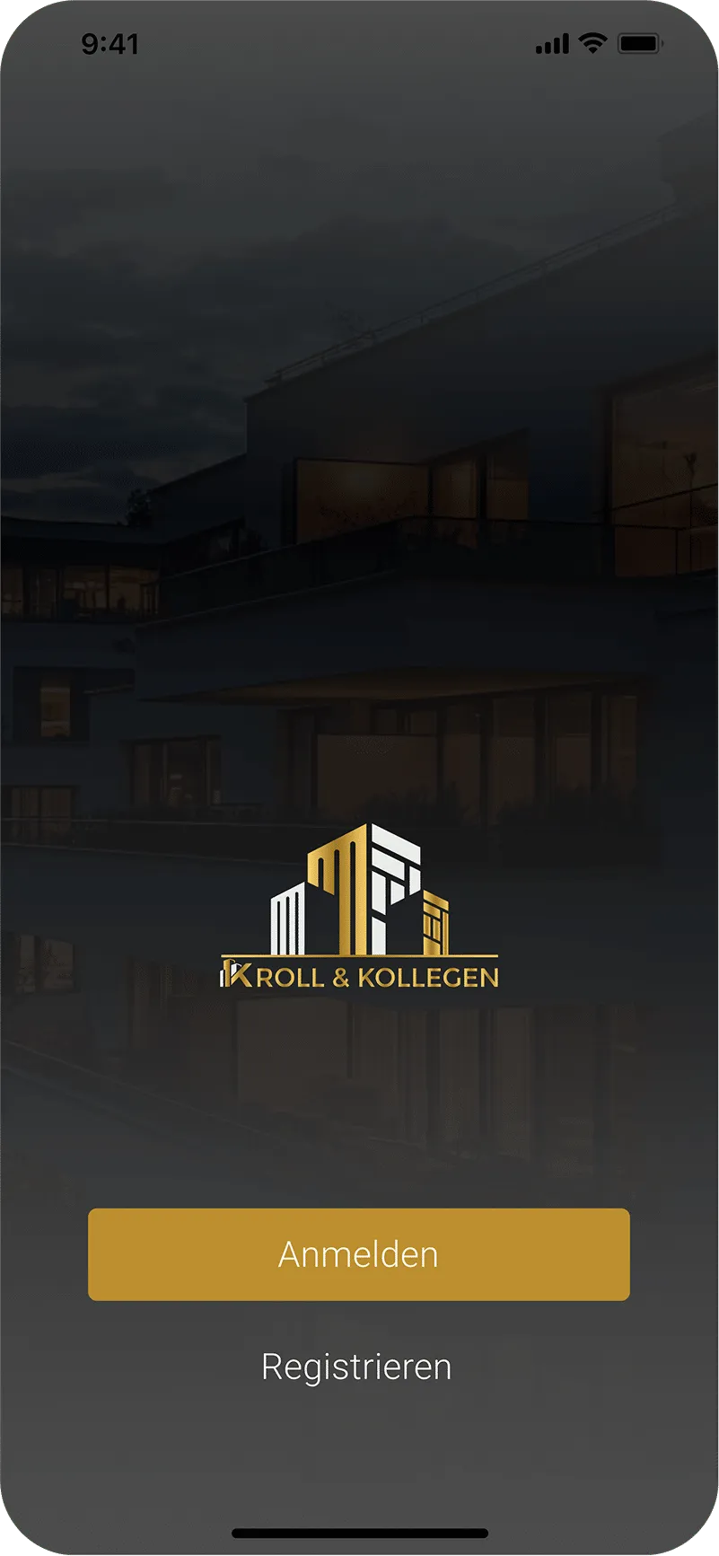 Kroll-APP: Anmeldebildschirm