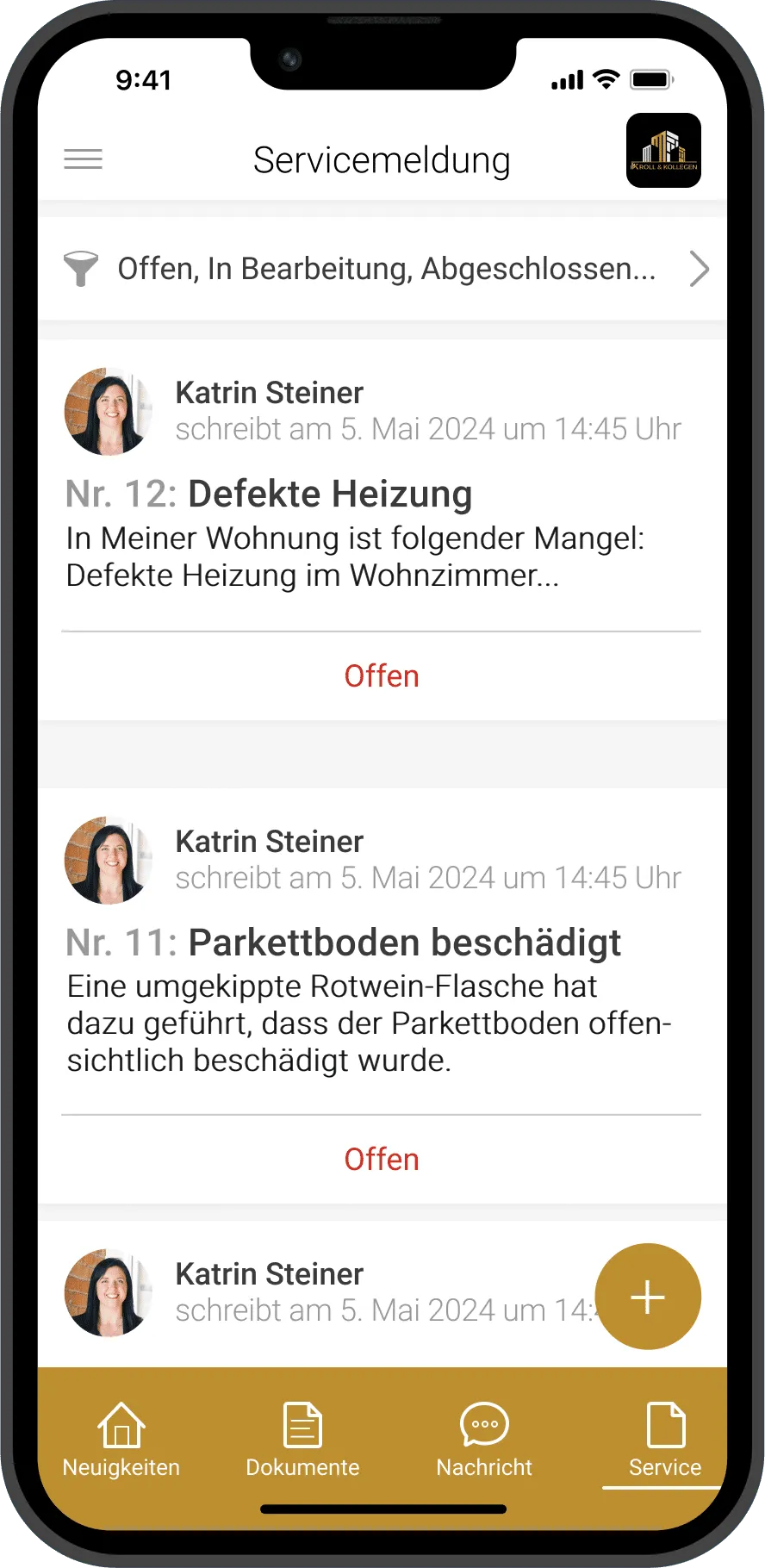 Kroll-APP: Schadensmeldung mit Foto